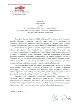 Czytaj stanowisko KK - NSZZ Solidarność KWB Bełchat&oacute;w