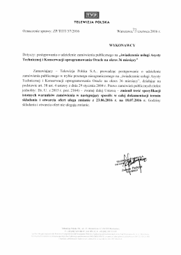 Informacja o zmianie treści SIWZ