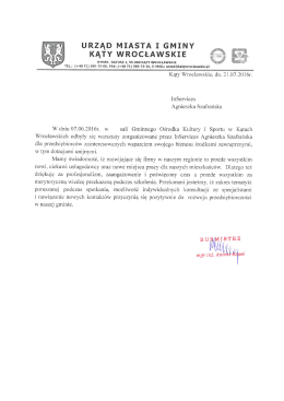 Referencje Urząd Miasta Kąty Wrocławskie