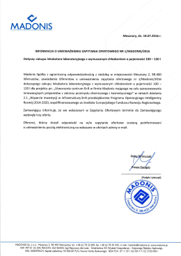 Informacja o unieważnienieu zapytania ofertowego nr 1