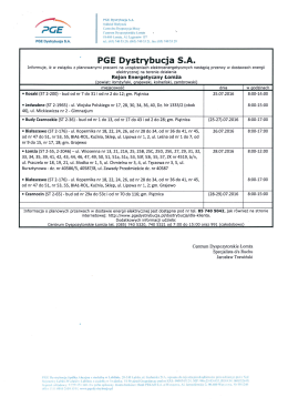 Harmonogram planowanych przerw w dostawie
