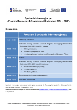 Program Spotkania informacyjnego - RPO WŁ 2014-2020