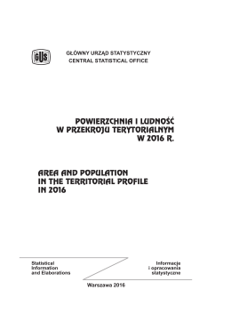 Powierzchnia i ludność w przekroju terytorialnym w 2016 r.