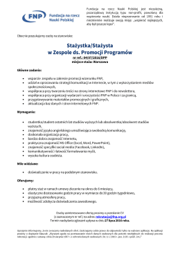 Stażystka/stażysta