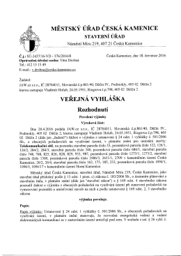Veřejná vyhláška - Rozhodnutí - Povolení výjimky