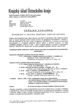 záměr stanovení místní úpravy provozu na pozemních komunikacích