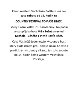 Country festival Tomáše Linky 30 7 2016 Vochtánka Poštejn