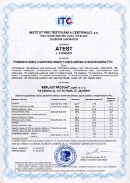 Atest - podlahov&eacute; desky