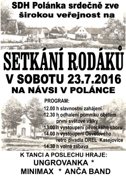 Setkání rodáků v Polánce 23. 7. 2016