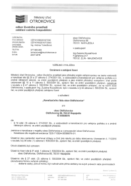 Veřejná vyhláška, oznámení, Kanalizační řád obce
