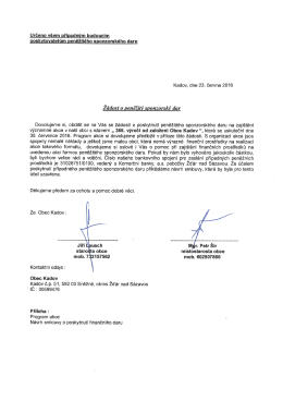 ž&aacute;dost o peněžit&yacute; sponzorsk&yacute; dar