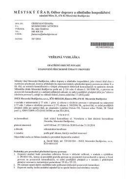 Veřejná vyhláška - Opatření obecné povahy