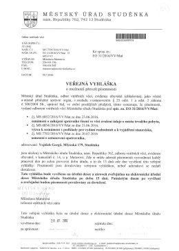 Veřejn&aacute; vyhl&aacute;&scaron;ka