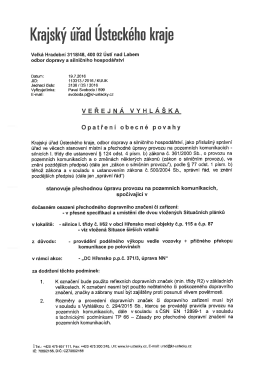 stanoven&iacute; přechodn&eacute; &uacute;pravy provozu na pozemn&iacute;ch komunikac&iacute;ch