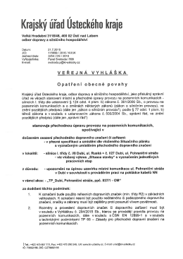 stanoven&iacute; přechodn&eacute; &uacute;pravy provozu na pozemn&iacute;ch komunikac&iacute;ch