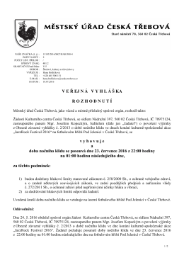 Rozhodnutí o povolení výjimky z OZV č. 2/2013 o