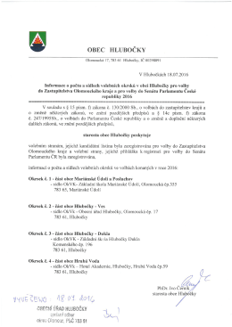 Informace o počtu a sídlech volebních okrsků