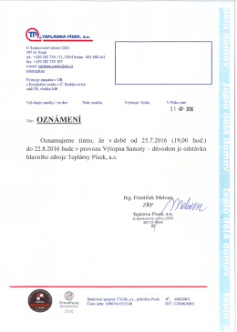 cel&aacute; zpr&aacute;va - Tepl&aacute;rna P&iacute;sek, as