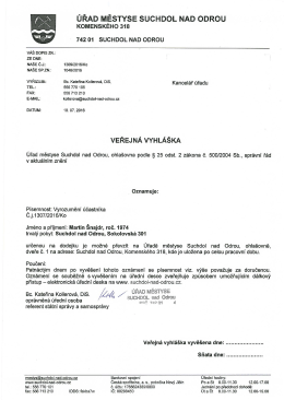 VV - oznámení o uložení písemnosti - M. Šnajd