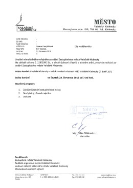 Pozvánka na mimořádné zasedání Zastupitelstva města