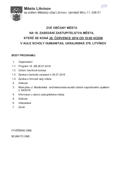 Pozvánka na jednání 18. ZM 28.7.2016 od 15:00