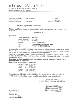 Veřejná vyhláška - uložení písemnosti