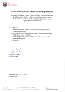 Svolání veřejného zasedání zastupitelstva obce
