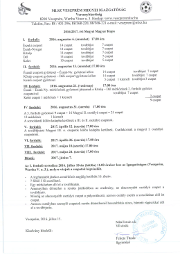 Veszprém Megyei Magyar Kupa kiirása