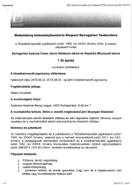 pályázatok - Nyíregyházi Apáczai Csere János Általános Iskola és AMI