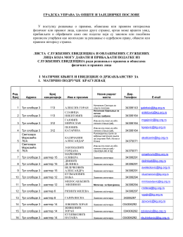 LISTA SLUŽBENIH EVIDENCIJA I OVLA&Scaron;ĆENIH SLUŽBENIH LICA