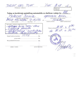 Page 1 ( Ali, Z. ime korisnika) (naziv vozila (reg broj) Stanje brojila