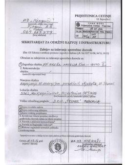 18/07/2016: Zahtjev za izdavanje upotrebne dozvole