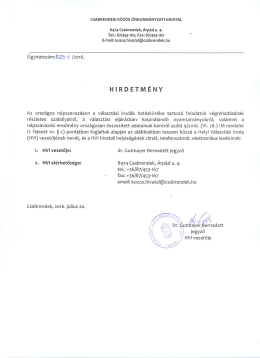 Hirdetm&eacute;ny HVI el&eacute;rhetős&eacute;gei