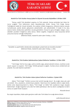 Atatürk ve Türk Ocakları - Türk Ocakları Karabük Şubesi