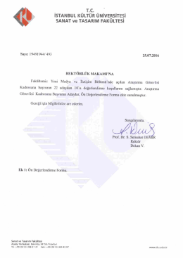 Page 1 T.C. . . . . 4 || İsTANBUL K&Uuml;LT&Uuml;R &Uuml;NİVERSİTESİ = SANAT