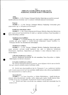 t.c. orhangazi belediye başkanlığı personel kimlik kartı y&ouml;nergesi