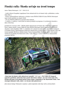 Finská rally: Škoda určuje na úvod tempo