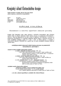 zveřejnění záměru stanovení místní úpravy provozu na pozemních