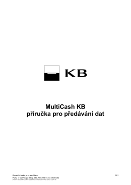 MultiCash KB příručka pro předávání dat