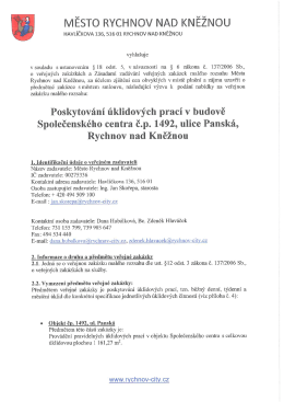 Poskytování úklidových prací v budově Společenského centra