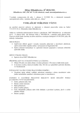 Výběrové řízení na technika Město Mikulášovice
