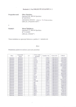 Dodatek ke smlouvě o pachtu - Špičáková