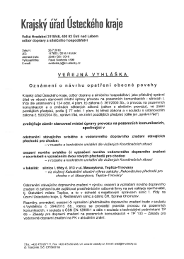 zveřejnění záměru stanovení místní úpravy provozu na pozemních