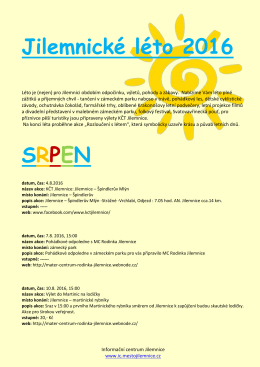 Jilemnické léto 2016 SRPEN - Informační centrum Jilemnice