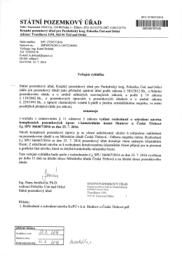 Veřejná vyhláška - vydání rozhodnutí o schválení