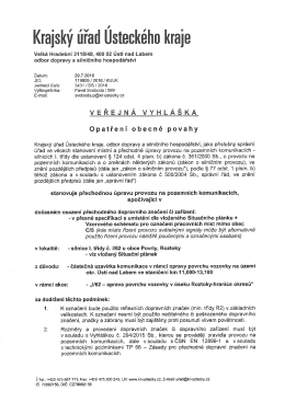 stanoven&iacute; přechodn&eacute; &uacute;pravy provozu na pozemn&iacute;ch komunikac&iacute;ch