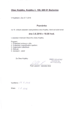 Pozvánka - Kojátky