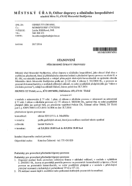 Stanovení přechodné úpravy provozu