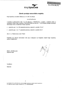 Z&aacute;měr prodeje nemovit&eacute;ho majetku