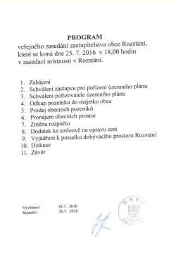 Program veřejného zasedání zastupitelstva obce